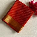 Burnt Orange Mysore Crepe Silk Saree With Metallic Gold Border