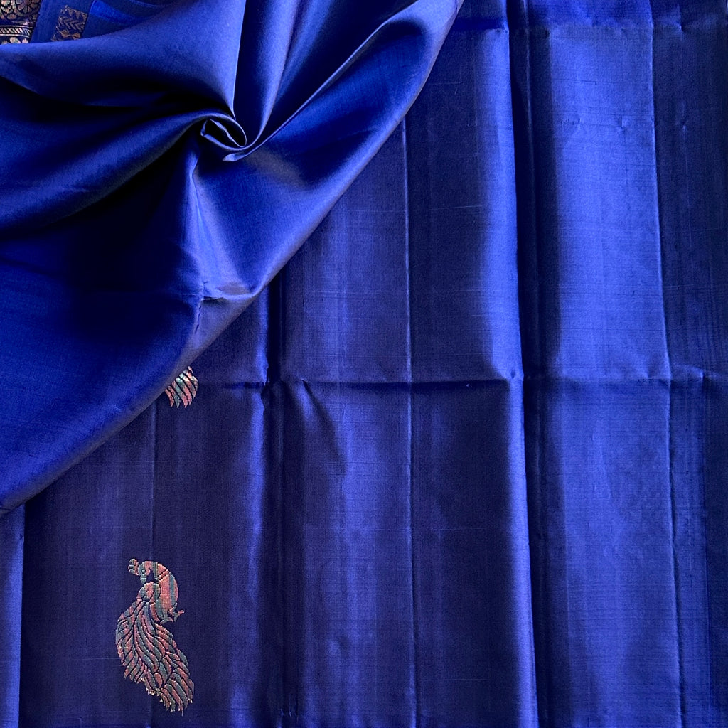 Deep Maroon Gold Brocade Pallu Silvery Grey Saree Traditional Weave