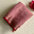 Dusty Rose Soft Linen with Embroidered Beauty With Scarlet Red Border