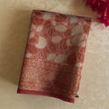 Maroon Gold Brocade Saree Leaf Motif Tassel Pallu Wedding Silk