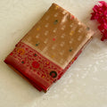 Crimson Gold Paisley Brocade Saree With Floral Border Elegant Wedding