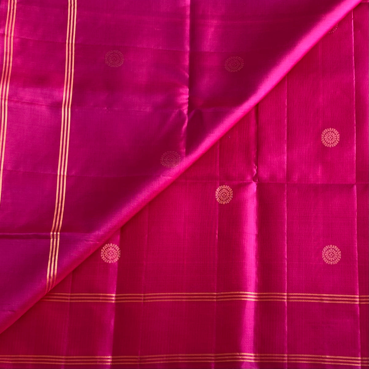 Vibrant Pink Designer Pure Silk Saree With Mint Green Pallu