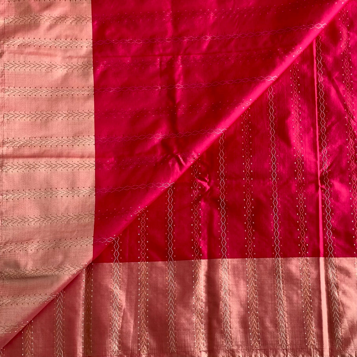 Deep Rani Pink Soft Mixed Silk Saree With Dusty Rose Pallu