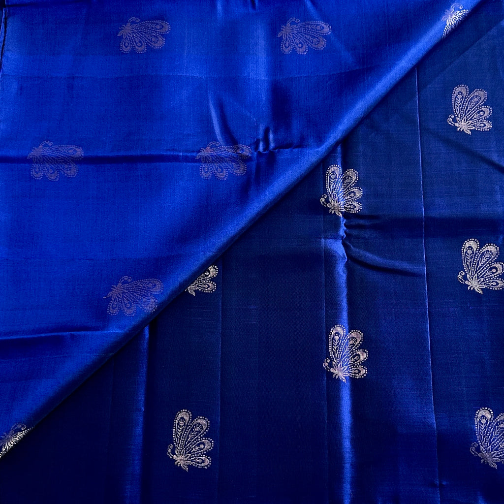 Royal Blue Silk Saree With Gold Zari Butterfly Buta