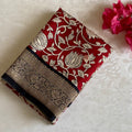 Crimson Red Soft Kalamkari Premium Tussar Silk With Midnight Black Pallu