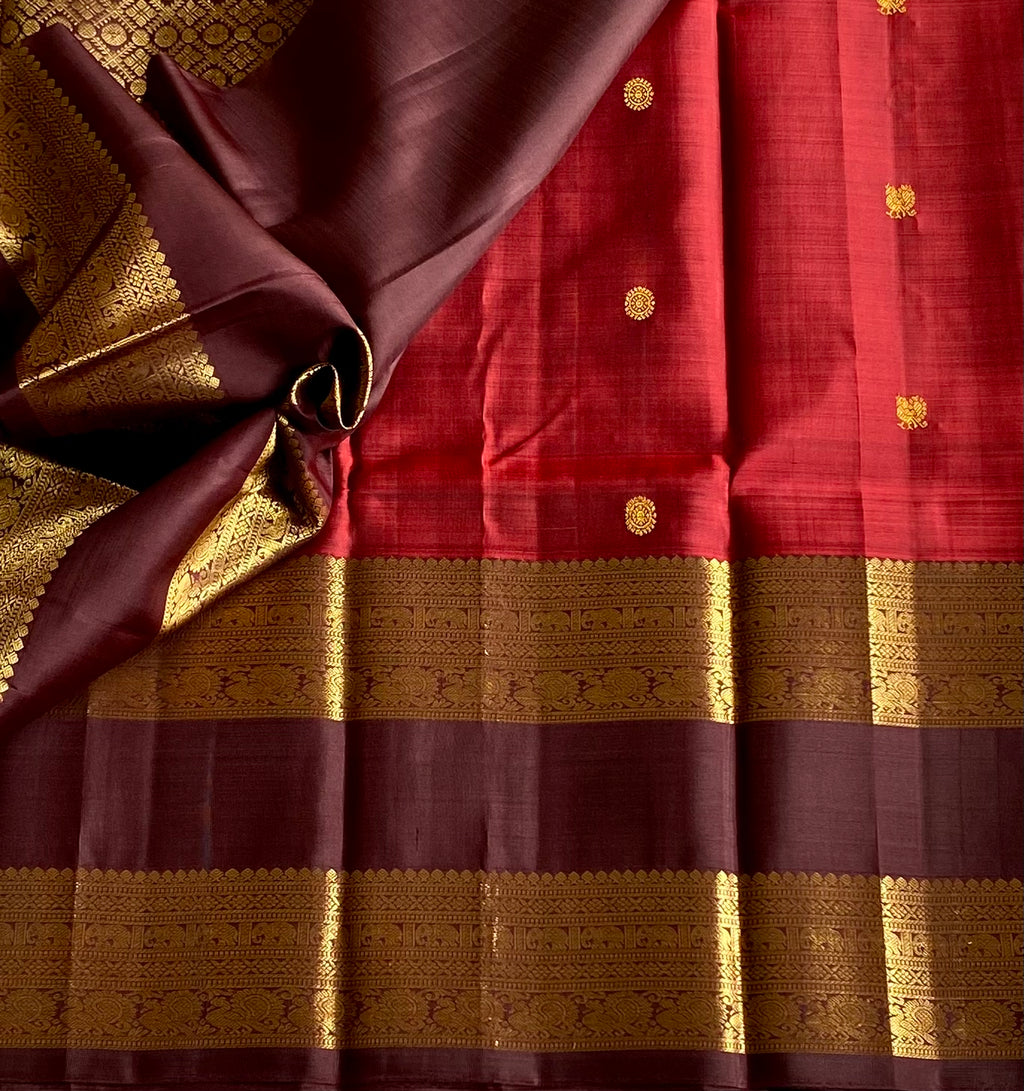 Plum Purple Magenta Silk Saree Gold Zari Brocade Wide Border