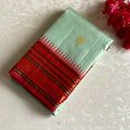 Classic Mint Green With Reddish Pink Designer Pure Kanjeevaram Silk