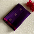 Royal Purple Designer Pure Silk Saree With Magenta Pink Pallu