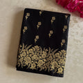 Jet Black gold zari woven designer soft gaji silk