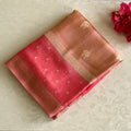 Copper Brown Soft Tussar Silk Saree With Rani Pink Pallu