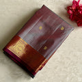 Dual Shaded Mauve Grey Kanjeevaram Pure Zari Silk With Magenta Pallu