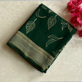Emerald Green with gold premium crepe designer stunner