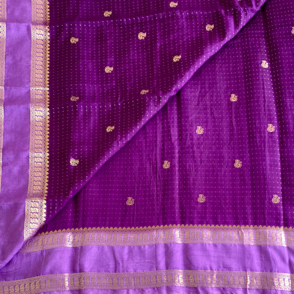 Royal Purple Soft Tussar Silk Saree With Light Lavender Pallu