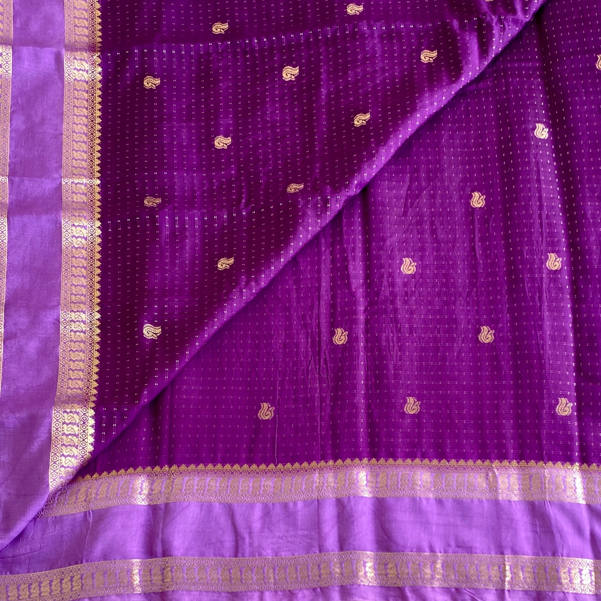 Royal Purple Soft Tussar Silk Saree With Light Lavender Pallu