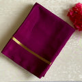 Deep Wine Mysore Crepe Silk Saree With Metallic Gold Border