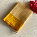 Champagne Beige with Golden Yellow Designer Pure Silk