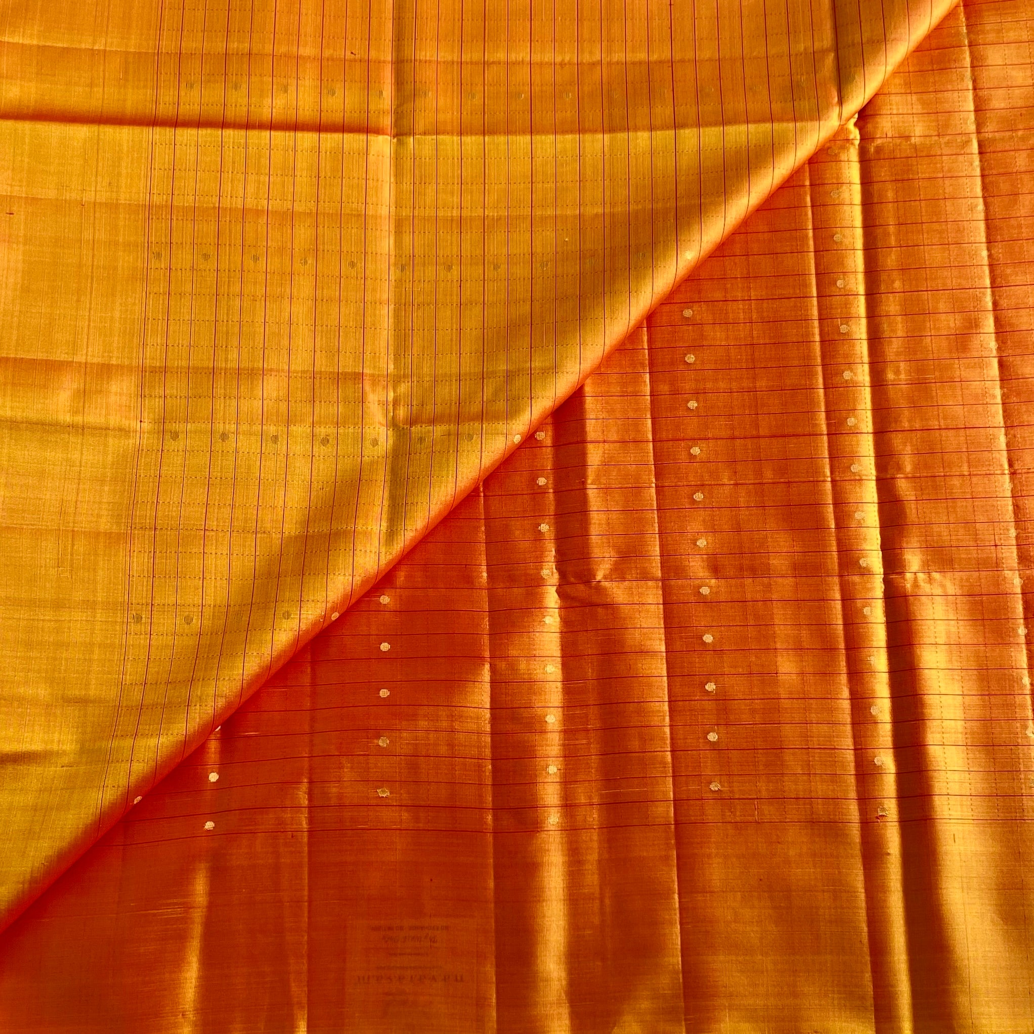 Saffron Orange Designer Pure Silk Saree With Crimson Red Pallu