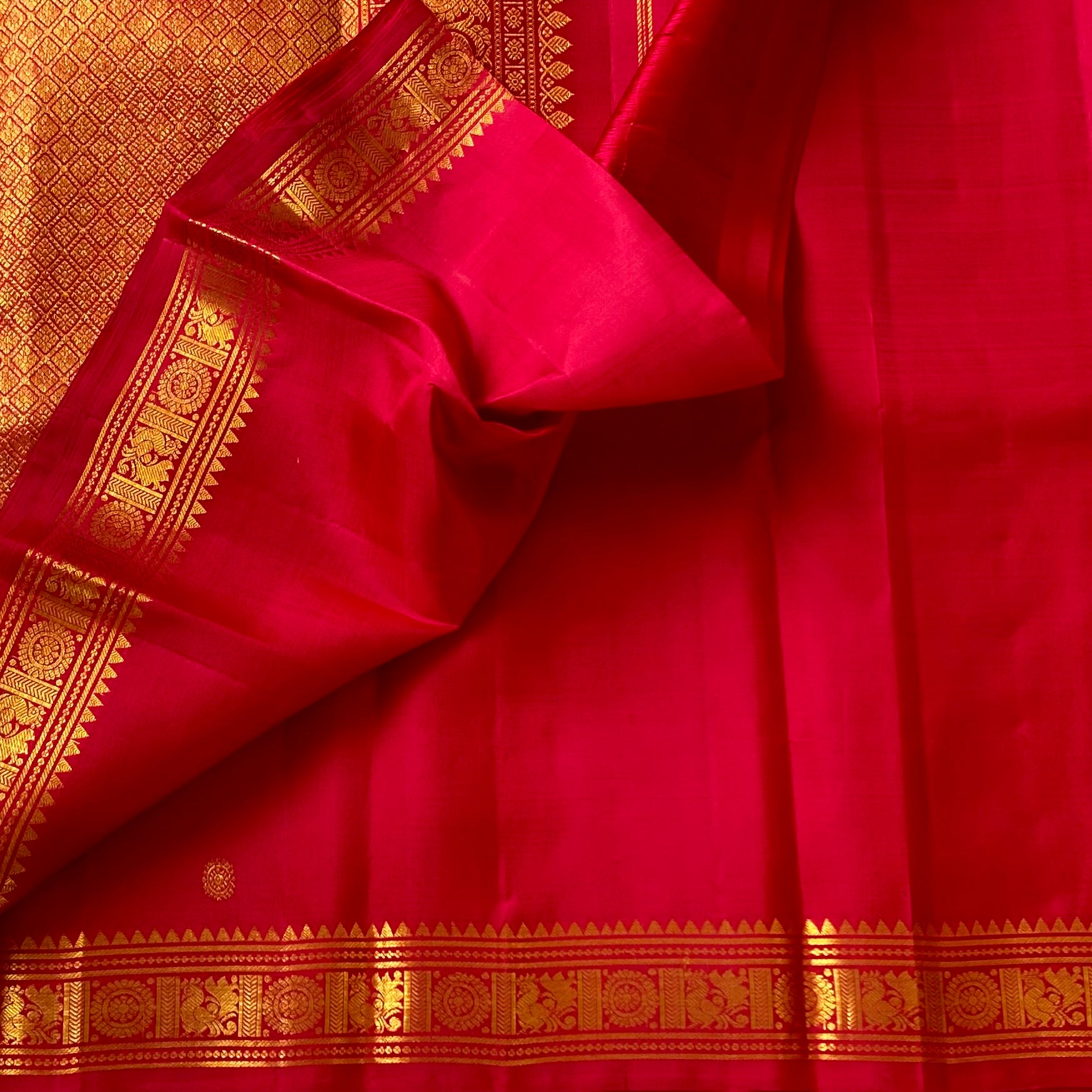 Cherry Pinkish red designer Kanjeevaram pure zari silk