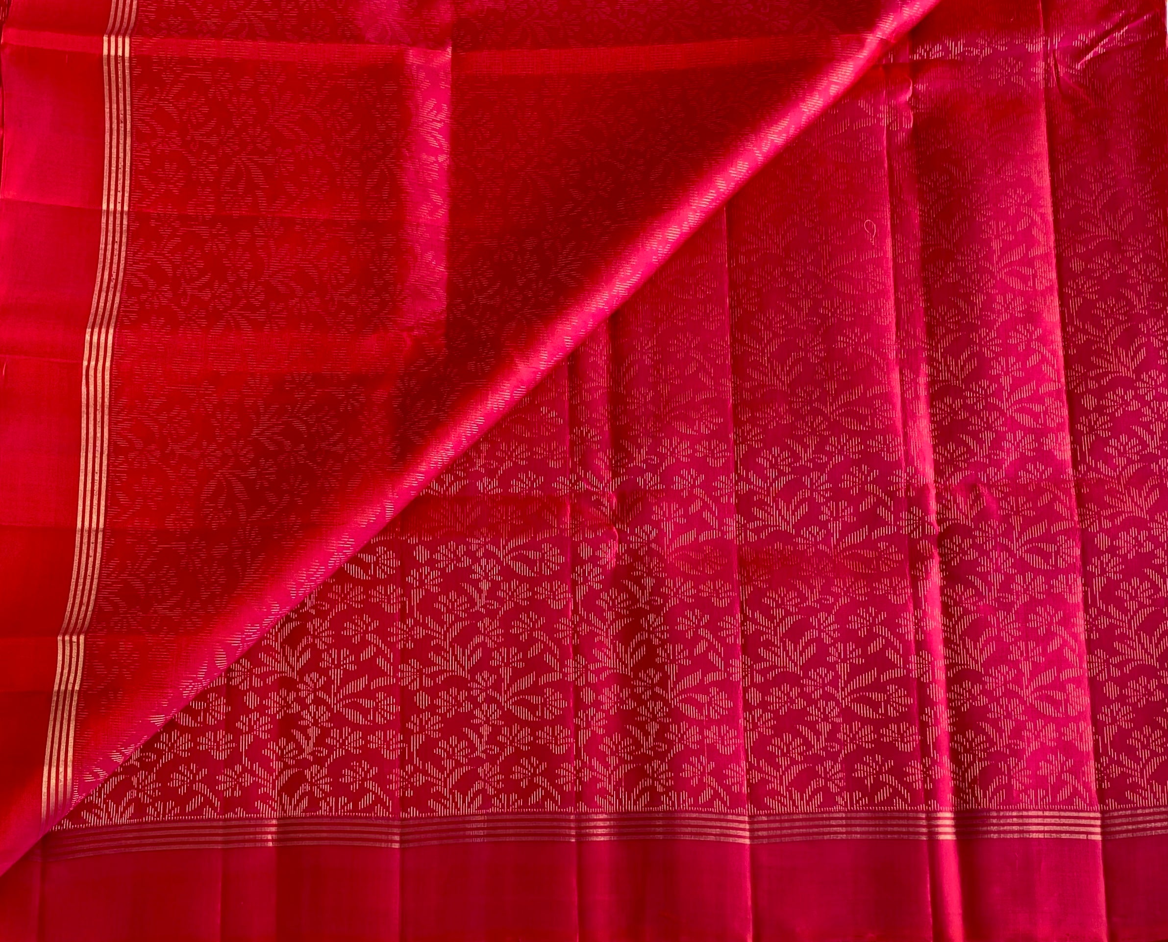Rani Pink Designer Pure Silk Saree With Antique Gold Zari Pallu