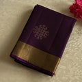 Purple Lustrous Saree With Gold Zari Lattice And Broad Border