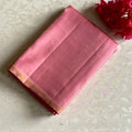Dusty Rose Designer Pure Silk Saree With Gold Zari Pallu