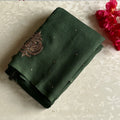 Forest Green Saree Gold Embroidery Paisley Tassel Festive Wear
