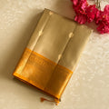 Mustard Gold Saree with Silver Blue Body and Zari Border