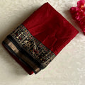 Magenta Black Pallu Saree Woven Border Bird Motif Ethnic Design