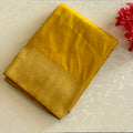 Mustard Woven Saree With Gold Zari Paisley Pallu For Weddings