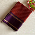 Burnt Orange & Deep Purple Designer Pure Silk With Retta Petta Borders