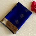 Royal Blue Designer Pure Silk Saree With Charcoal Gray Pallu
