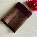 Deep Wine Maroon Designer Pure Silk Saree With Antique Metallic Pallu