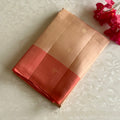 Almond Beige With Metallic Subtle Orange Designer Lightweight Pure Silk