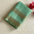 Pistachio Green Designer Pure Silk Saree Antique Gold Brocade Border