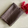 Half n half Greyish Gold with Deep Plum Designer Pure Silk with Zari Woven Buttas