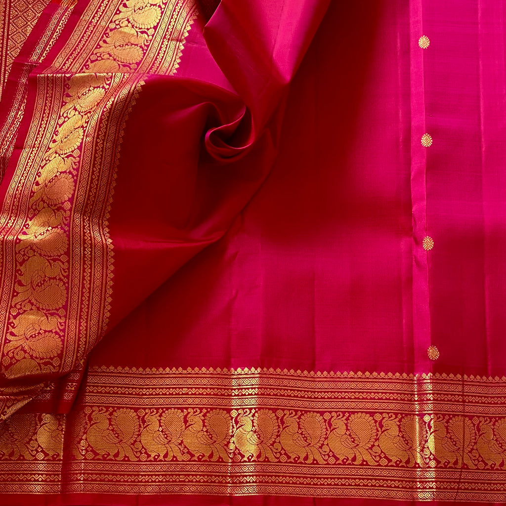 Perfect Red Kanjeevaram Pure Zari Silk Saree With Designer Peacock Borders