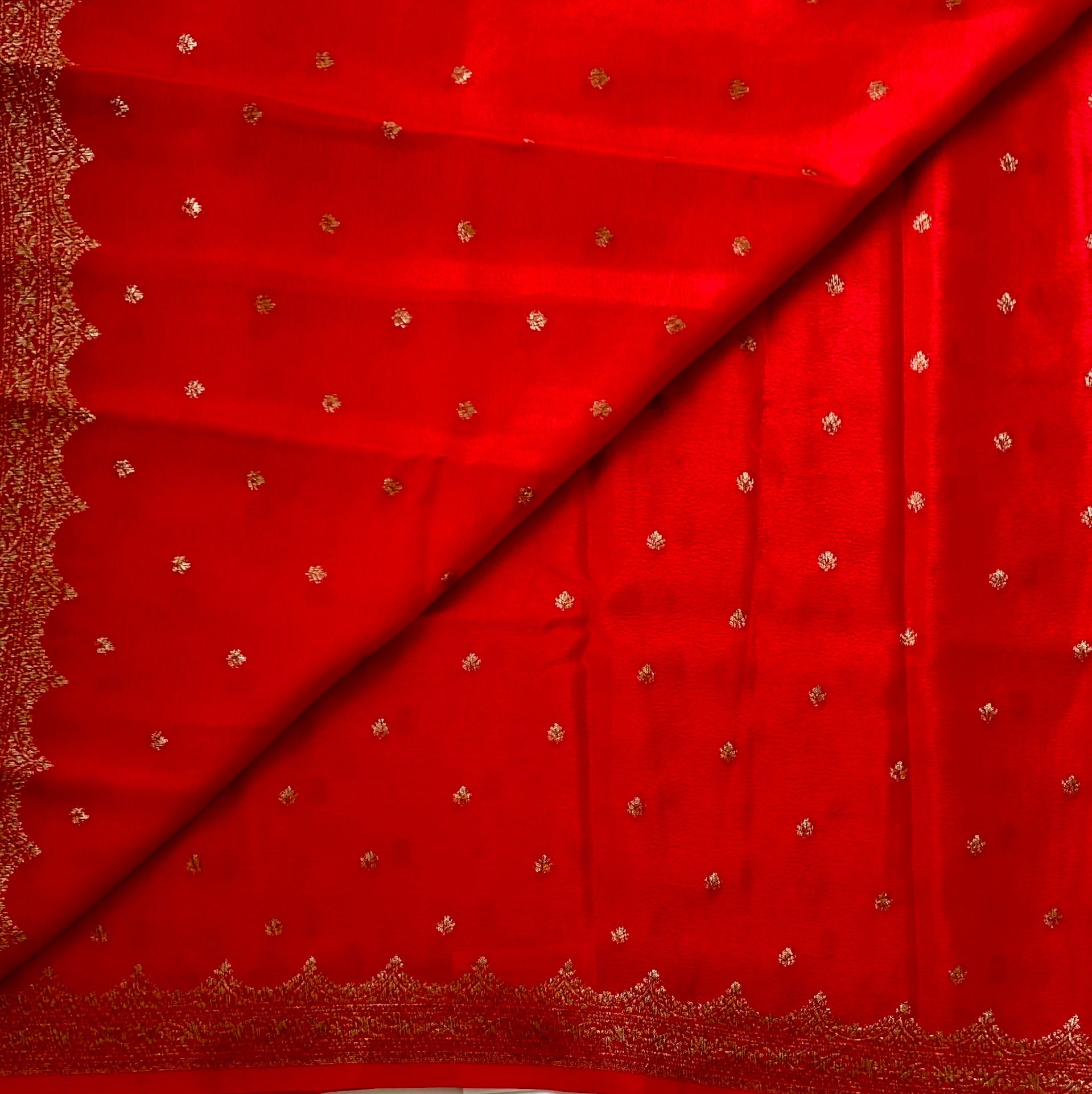 Scarlet Soft Banarasi Crepe Silk with Designer Borders