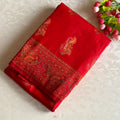 Ferrari Red Meenakari Woven (Not Printed) Soft Tussar Silk Saree With Meenakari Pallu