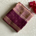 Rose Gold With Deep Wine Soft Crepe Silk with Designer Weave