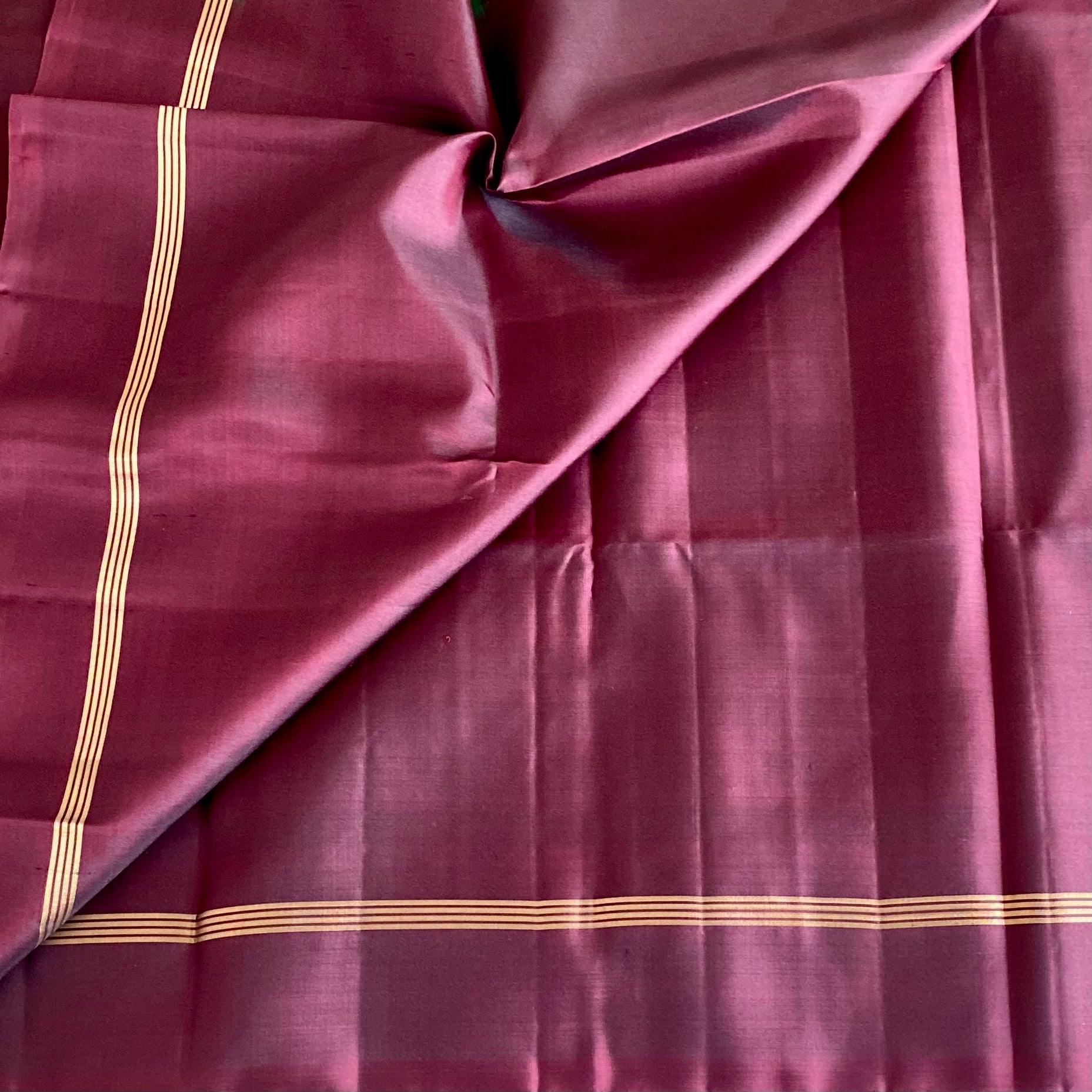 Burgundy Designer Pure Silk Saree With Antique Gold Zari Border