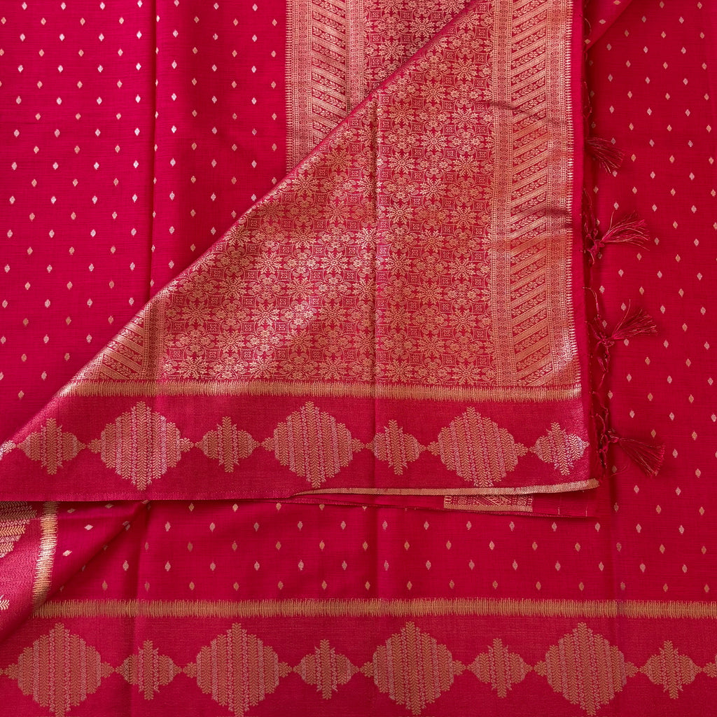 Traditional Fuchsia Banarasi Silk Saree Gold Zari Pallu Bridal Wedding