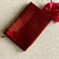 Deep Maroon Designer Pure Silk Saree With Antique Gold Brocade Border