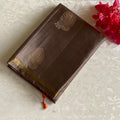 Mocha Metallic Shade Designer Pure Silk Saree With Rani Pink Pallu