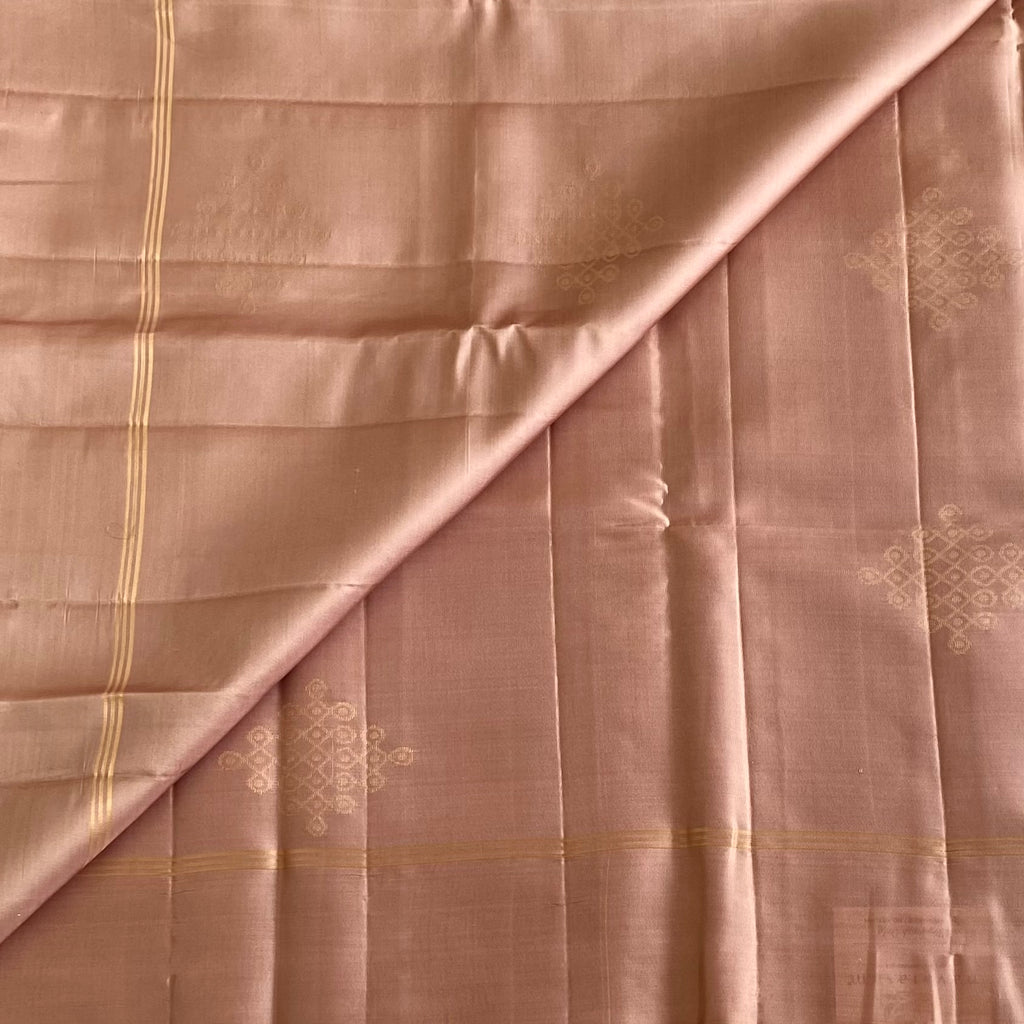 Dusty Rose Designer Pure Silk Saree With Soft Gold Zari