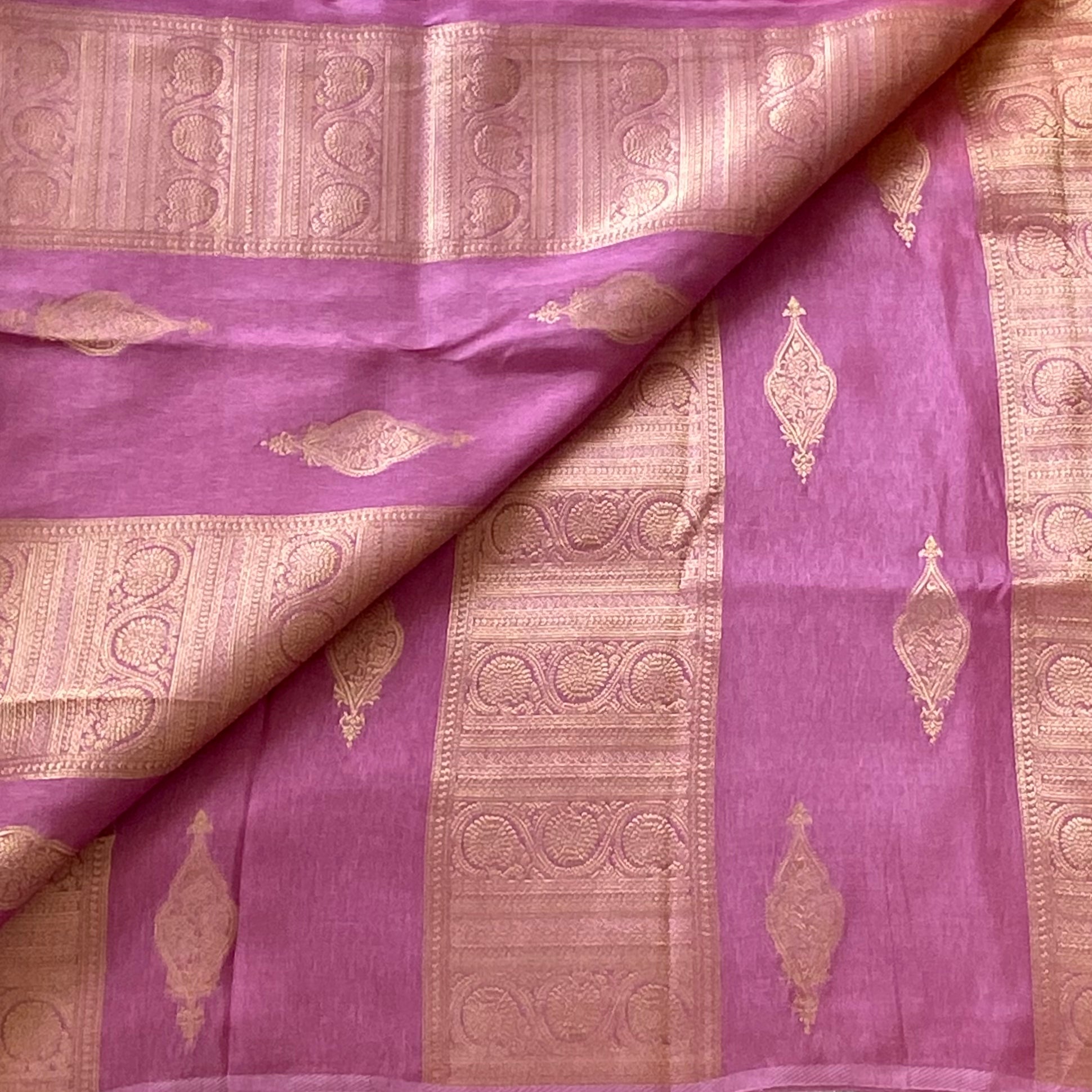 Ombre Mauve n sunset soft crepe silk half n half beauty