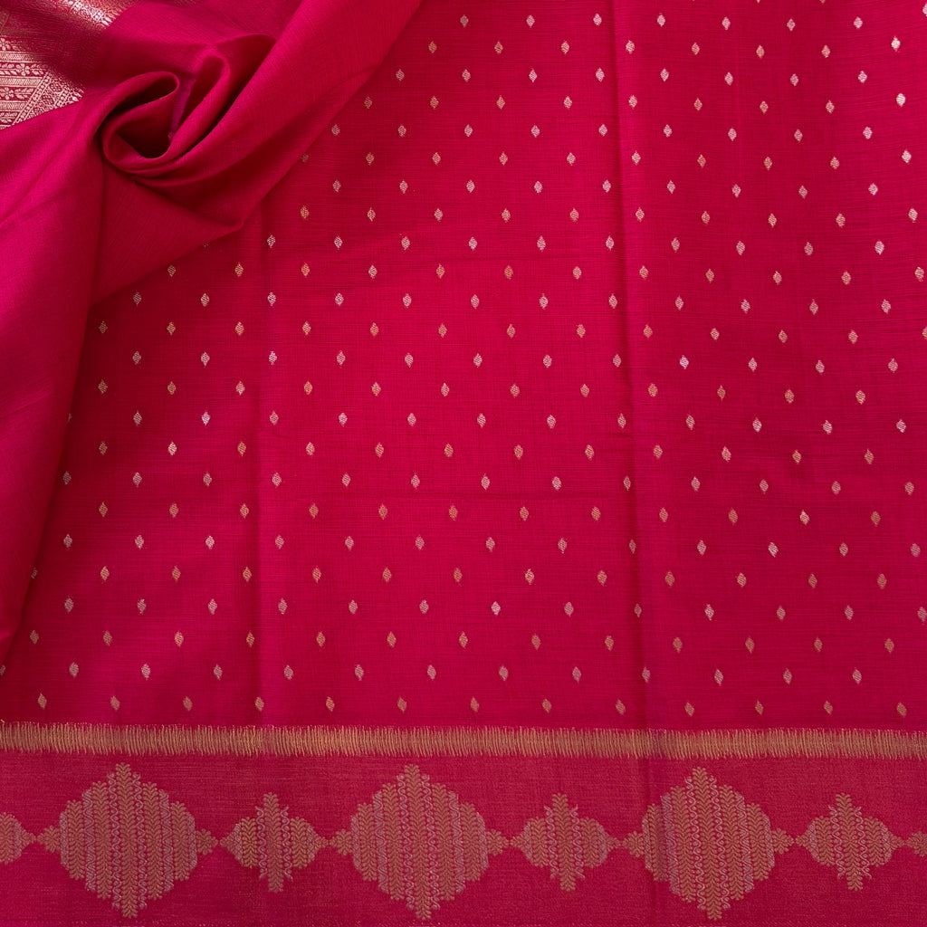 Traditional Fuchsia Banarasi Silk Saree Gold Zari Pallu Bridal Wedding