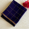 Deep Indigo Navy Mysore Crepe Silk Saree With Antique Gold Pallu
