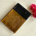 Black Bonanza with Deep Mustard Designer Lightweight Pure Silk