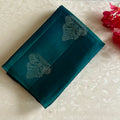 Peacock Teal Designer Pure Silk Saree Antique Gold Butta Zari