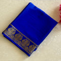 Cobalt Blue Silk Saree Gold Zari Border Traditional Festive Wear